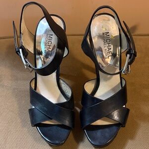 Michael Kors Black Leather Strappy Heels